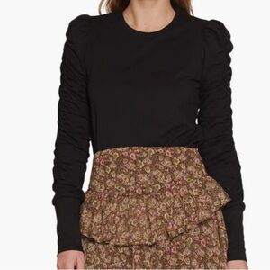 Walter Baker Dot Ruched Long Sleeved Top